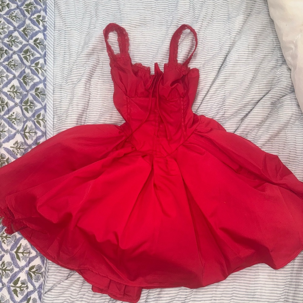 Elegant Red Dress with Lace Straps
